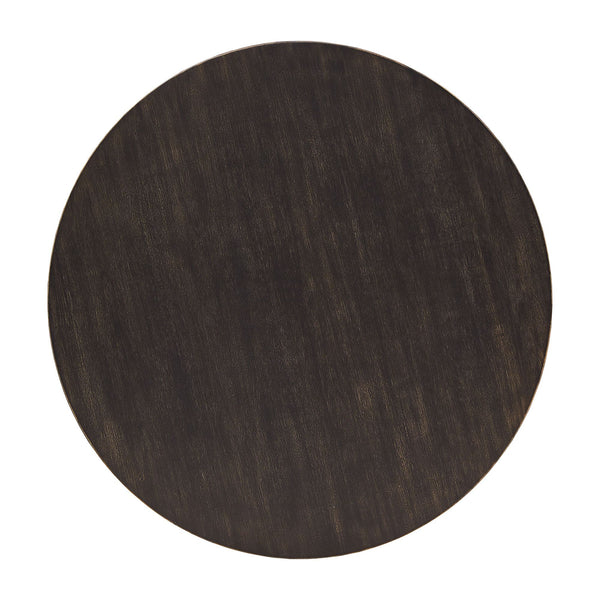 Round Espresso Veneer Coffee Table with Iron Frame and Caster Wheels