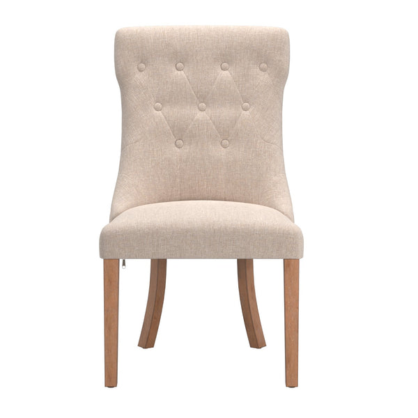 Malkin Button Tufted Linen Accent Chair with Rubberwood Legs for Living or Dining Room