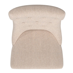 Malkin Button Tufted Linen Accent Chair with Rubberwood Legs for Living or Dining Room