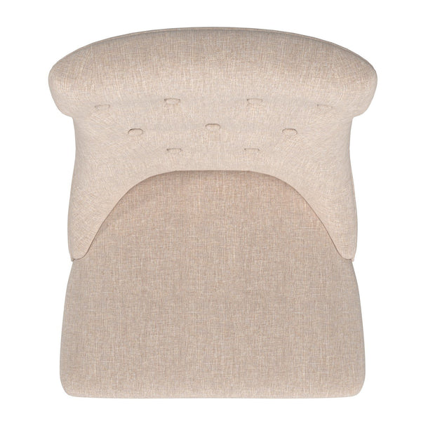 Malkin Button Tufted Linen Accent Chair with Rubberwood Legs for Living or Dining Room