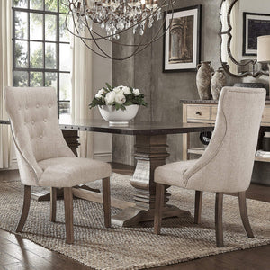 Malkin Button Tufted Linen Accent Chair with Rubberwood Legs for Living or Dining Room
