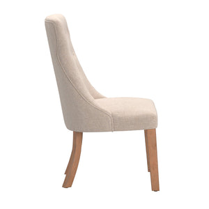 Malkin Button Tufted Linen Accent Chair with Rubberwood Legs for Living or Dining Room