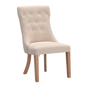 Malkin Button Tufted Linen Accent Chair with Rubberwood Legs for Living or Dining Room