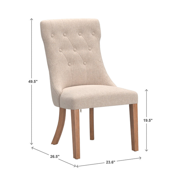 Malkin Button Tufted Linen Accent Chair with Rubberwood Legs for Living or Dining Room