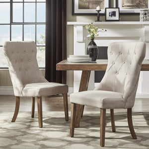 Malkin Button Tufted Linen Accent Chair with Rubberwood Legs for Living or Dining Room