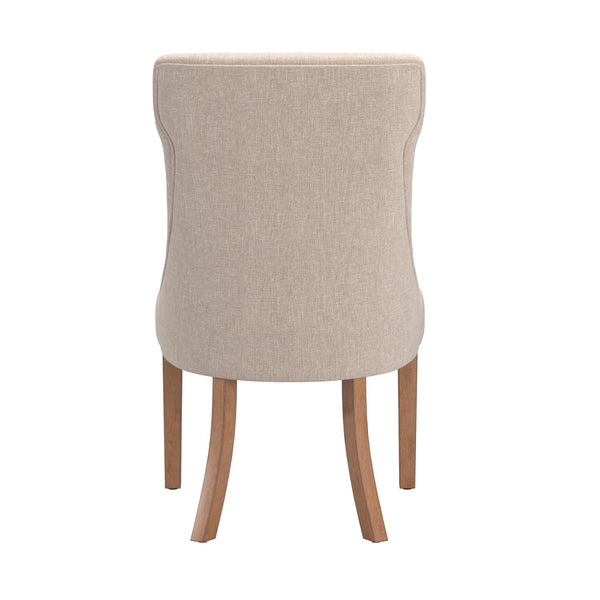 Malkin Button Tufted Linen Accent Chair with Rubberwood Legs for Living or Dining Room