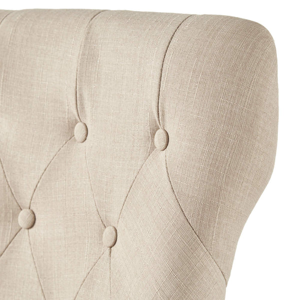Malkin Button Tufted Linen Accent Chair with Rubberwood Legs for Living or Dining Room
