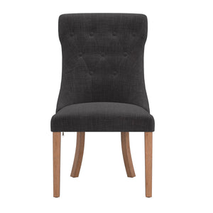 Malkin Button Tufted Linen Accent Chair with Rubberwood Legs for Living or Dining Room