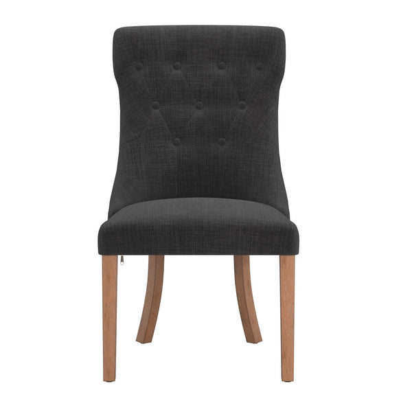 Malkin Button Tufted Linen Accent Chair with Rubberwood Legs for Living or Dining Room