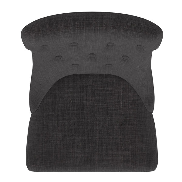 Malkin Button Tufted Linen Accent Chair with Rubberwood Legs for Living or Dining Room