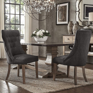Malkin Button Tufted Linen Accent Chair with Rubberwood Legs for Living or Dining Room