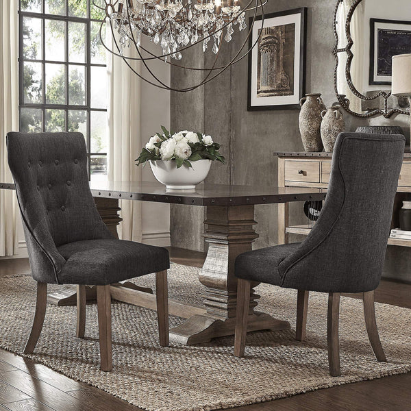 Malkin Button Tufted Linen Accent Chair with Rubberwood Legs for Living or Dining Room