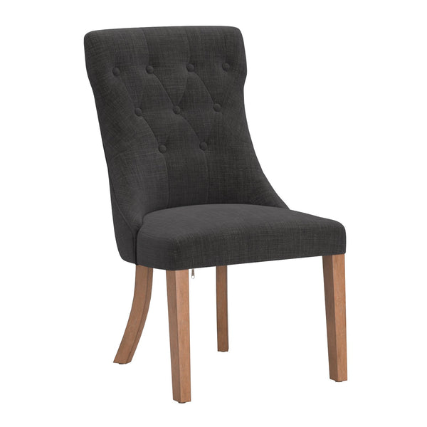 Malkin Button Tufted Linen Accent Chair with Rubberwood Legs for Living or Dining Room