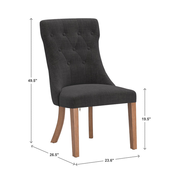 Malkin Button Tufted Linen Accent Chair with Rubberwood Legs for Living or Dining Room