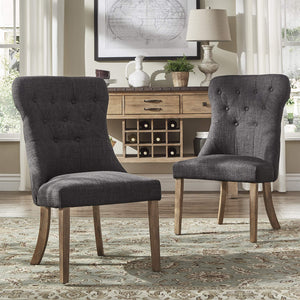 Malkin Button Tufted Linen Accent Chair with Rubberwood Legs for Living or Dining Room
