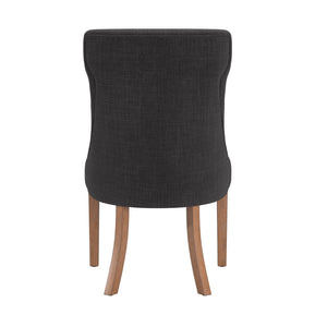 Malkin Button Tufted Linen Accent Chair with Rubberwood Legs for Living or Dining Room