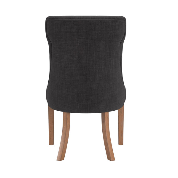 Malkin Button Tufted Linen Accent Chair with Rubberwood Legs for Living or Dining Room