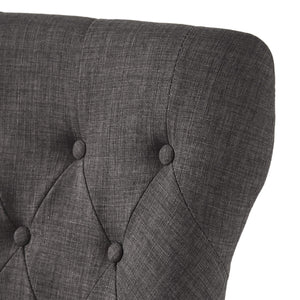 Malkin Button Tufted Linen Accent Chair with Rubberwood Legs for Living or Dining Room