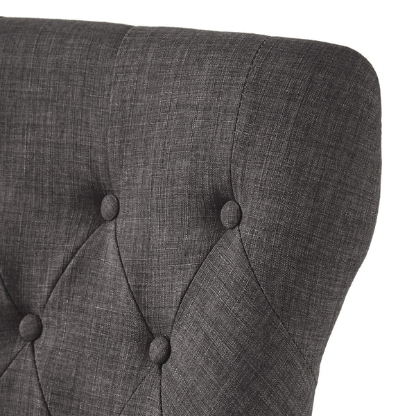 Malkin Button Tufted Linen Accent Chair with Rubberwood Legs for Living or Dining Room