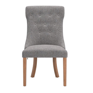 Homelegance Malkin Button Tufted Linen Accent Chair with Rubberwood Legs for Living or Dining Room Light Natural / Grey E848C2-GL