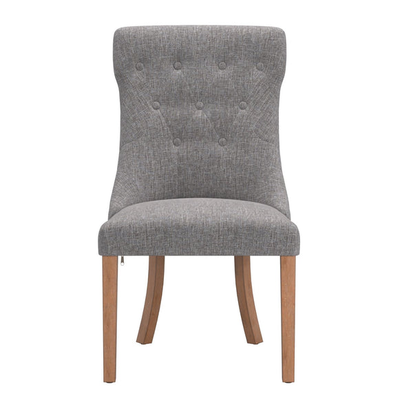 Homelegance Malkin Button Tufted Linen Accent Chair with Rubberwood Legs for Living or Dining Room Light Natural / Grey E848C2-GL