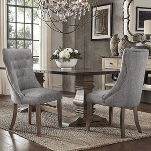 Malkin Button Tufted Linen Accent Chair with Rubberwood Legs for Living or Dining Room