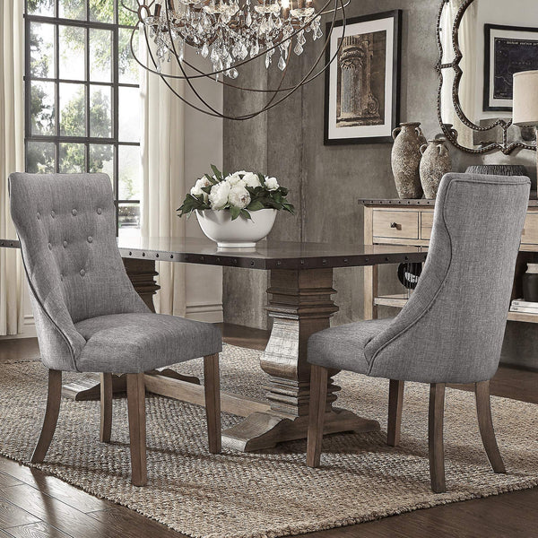 Malkin Button Tufted Linen Accent Chair with Rubberwood Legs for Living or Dining Room
