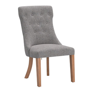 Malkin Button Tufted Linen Accent Chair with Rubberwood Legs for Living or Dining Room