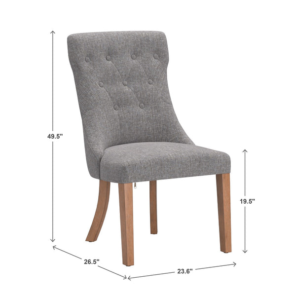 Malkin Button Tufted Linen Accent Chair with Rubberwood Legs for Living or Dining Room