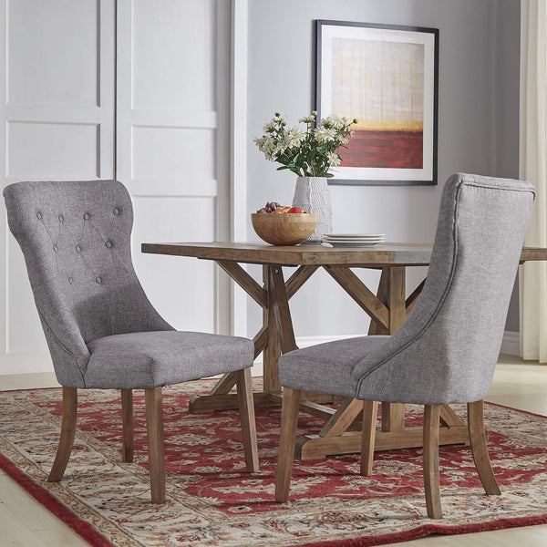 Malkin Button Tufted Linen Accent Chair with Rubberwood Legs for Living or Dining Room