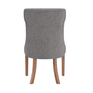Malkin Button Tufted Linen Accent Chair with Rubberwood Legs for Living or Dining Room