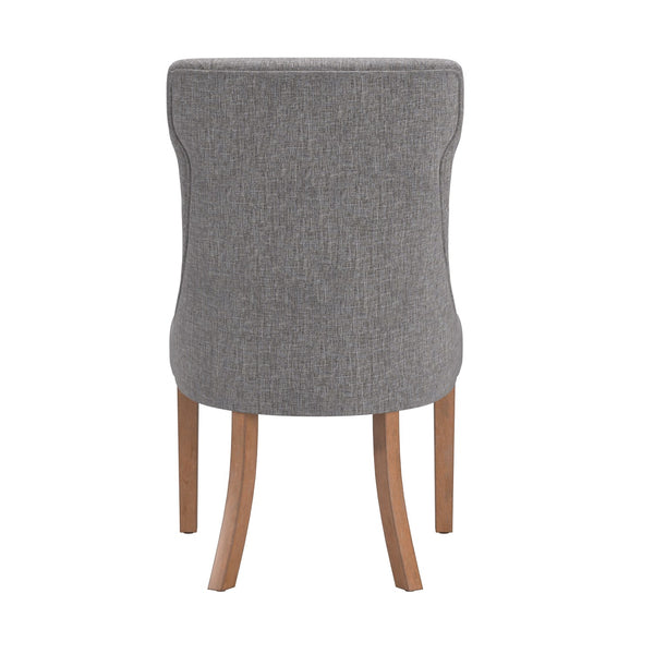 Malkin Button Tufted Linen Accent Chair with Rubberwood Legs for Living or Dining Room