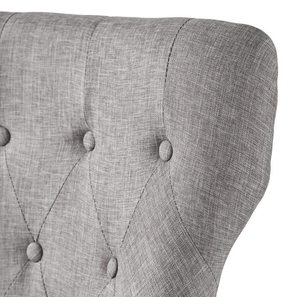 Malkin Button Tufted Linen Accent Chair with Rubberwood Legs for Living or Dining Room