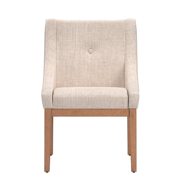 Homelegance Malkin Slope Arm Button Tufted Upholstered Dining Chair with Rubberwood Legs Mid-century Light Natural / Beige E848C3-BL