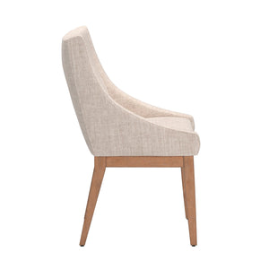 Malkin Slope Arm Button Tufted Upholstered Dining Chair with Rubberwood Legs Mid-century