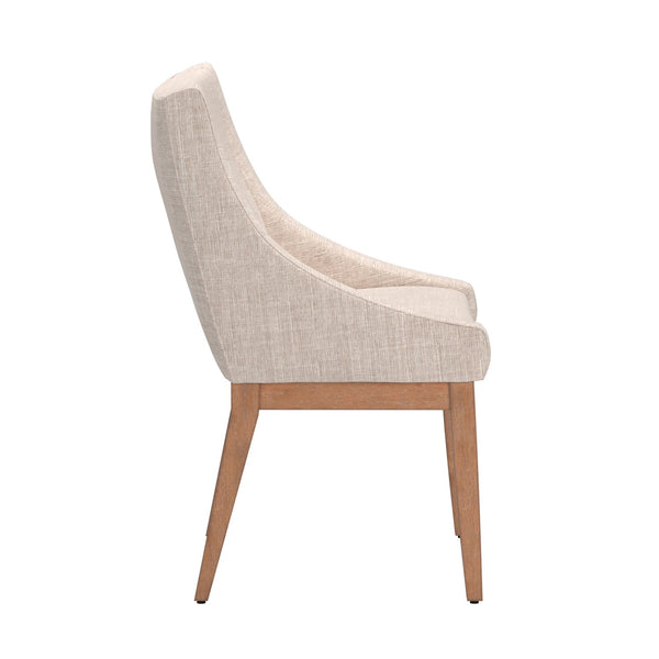 Malkin Slope Arm Button Tufted Upholstered Dining Chair with Rubberwood Legs Mid-century