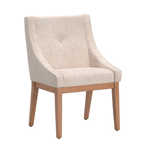Malkin Slope Arm Button Tufted Upholstered Dining Chair with Rubberwood Legs Mid-century