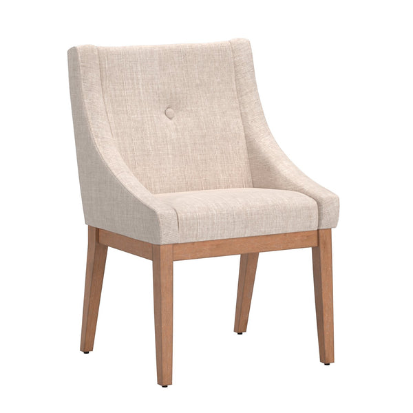 Malkin Slope Arm Button Tufted Upholstered Dining Chair with Rubberwood Legs Mid-century