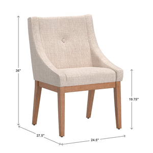 Malkin Slope Arm Button Tufted Upholstered Dining Chair with Rubberwood Legs Mid-century