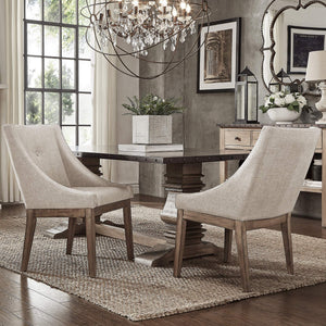 Malkin Slope Arm Button Tufted Upholstered Dining Chair with Rubberwood Legs Mid-century
