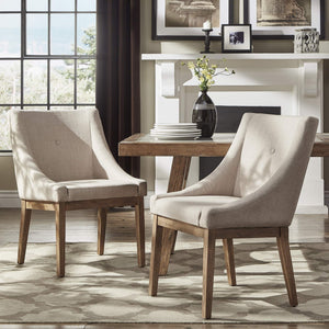 Malkin Slope Arm Button Tufted Upholstered Dining Chair with Rubberwood Legs Mid-century