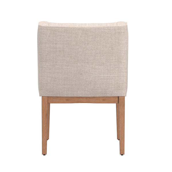 Malkin Slope Arm Button Tufted Upholstered Dining Chair with Rubberwood Legs Mid-century