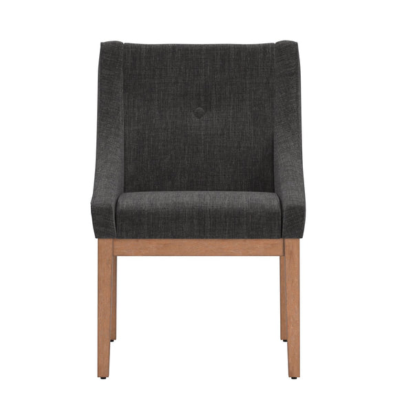 Malkin Slope Arm Button Tufted Upholstered Dining Chair with Rubberwood Legs Mid-century