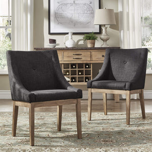 Malkin Slope Arm Button Tufted Upholstered Dining Chair with Rubberwood Legs Mid-century