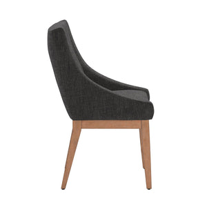 Malkin Slope Arm Button Tufted Upholstered Dining Chair with Rubberwood Legs Mid-century