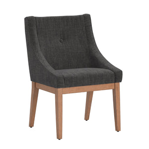 Malkin Slope Arm Button Tufted Upholstered Dining Chair with Rubberwood Legs Mid-century