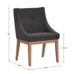 Malkin Slope Arm Button Tufted Upholstered Dining Chair with Rubberwood Legs Mid-century
