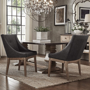 Malkin Slope Arm Button Tufted Upholstered Dining Chair with Rubberwood Legs Mid-century