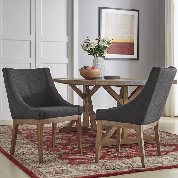Malkin Slope Arm Button Tufted Upholstered Dining Chair with Rubberwood Legs Mid-century