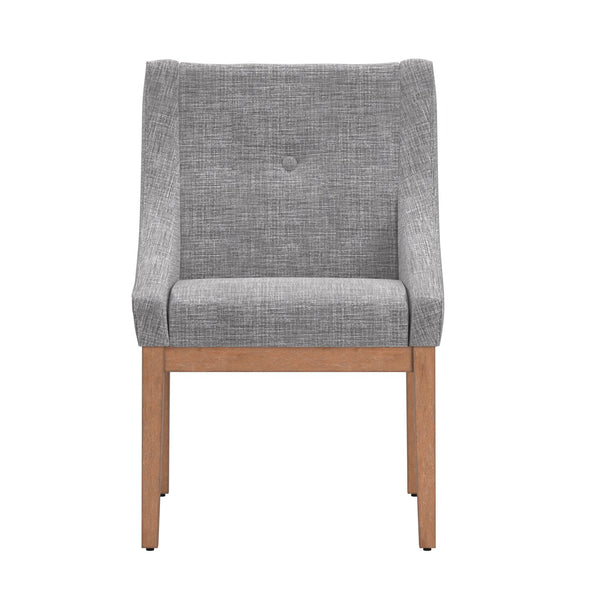 Malkin Slope Arm Button Tufted Upholstered Dining Chair with Rubberwood Legs Mid-century